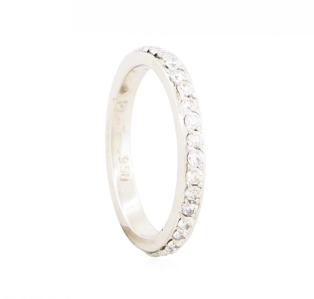 Platinum 0.37ctw Diamond Wedding Band Ring: One electronically tested platinum lady's cast straight line wedding band with a bright polish finish. The featured lady's ring has a shank measuring 2.25 millimeters wide. Identified with markings of