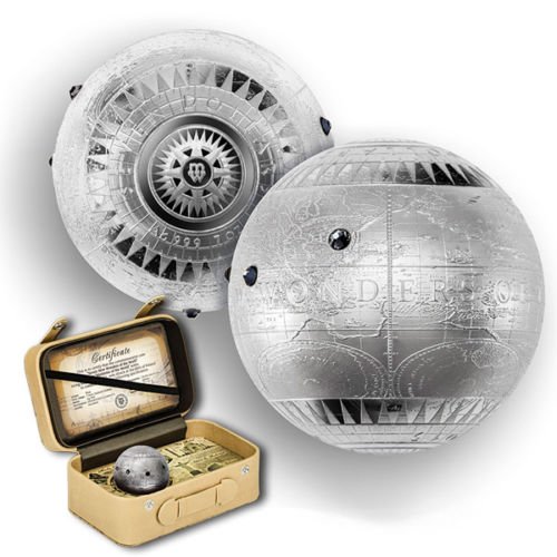 2015 7 oz Fine Silver Spherical Coin Seven New Wonders: "Seven New Wonders of the World" is the first spherical coin minted by Mint of Poland! Based on the beautiful hand-drawn XVII-century map created by the eminent Dutch cartographer Willem Janszoon Blae