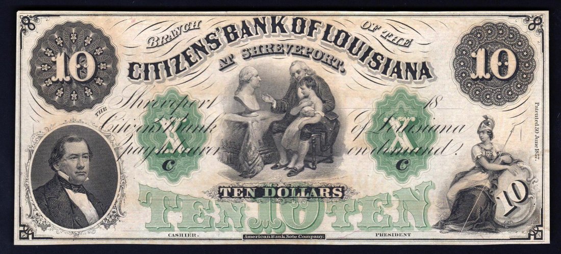 1800s $10 The Citizens' Bank of Louisiana Obsolete Bank: One 1800s $10 The Citizens' Bank of Louisiana Obsolete Bank Note.