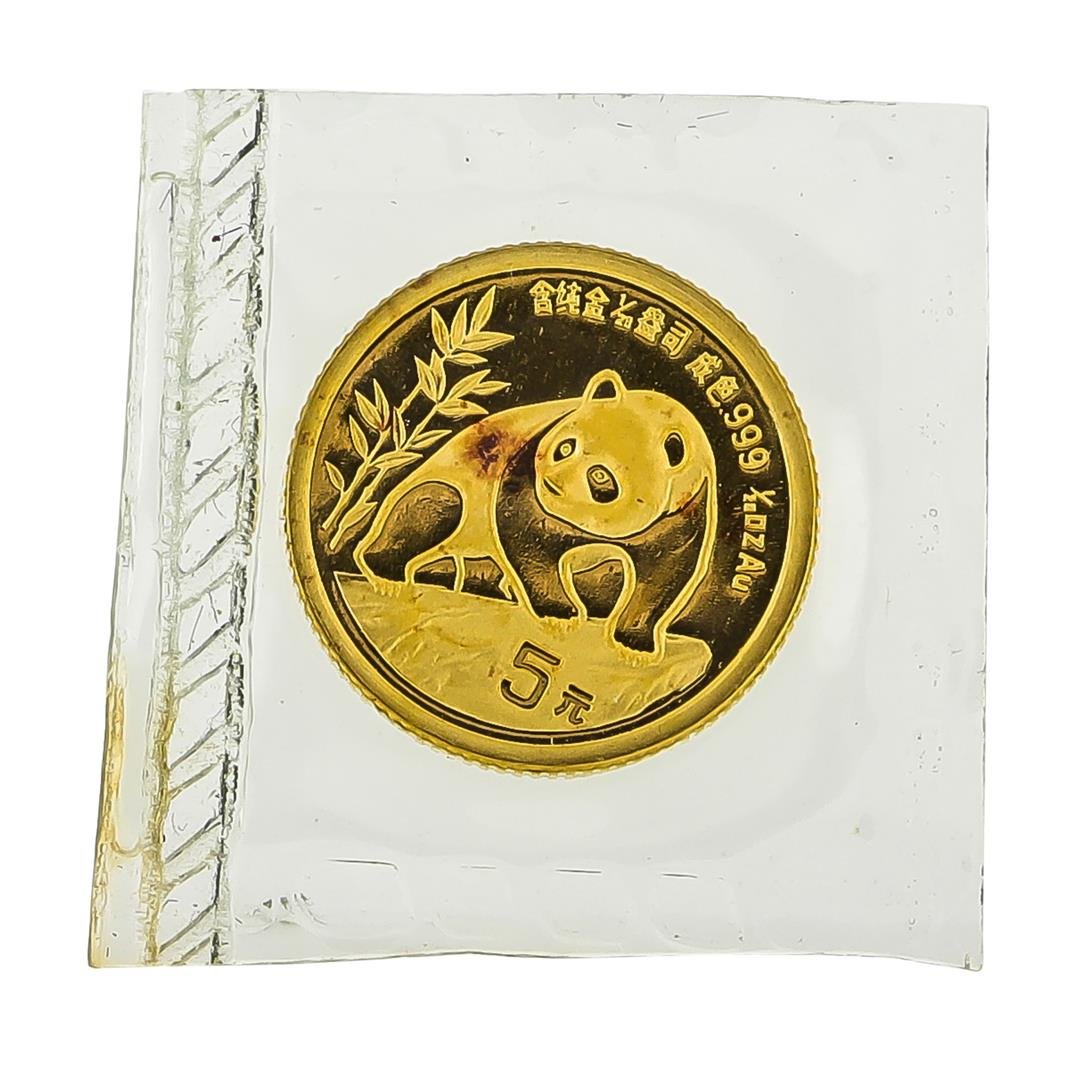 1990 China 1/20 oz. Panda 5 Yuan Gold Coin - Sealed: One 1990 China 1/20 oz. Panda 5 Yuan Gold Coin - Sealed.
