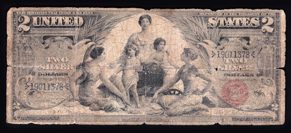 1896 $2 Silver Certificate Educational Note: One 1896 $2 Silver Certificate Educational Note.