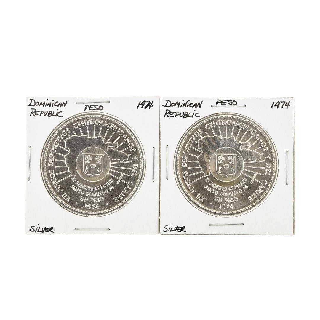 Set of (2) 1974 Dominican Republic Silver Coins: One Set of (2) 1974 Dominican Republic Silver Coins.