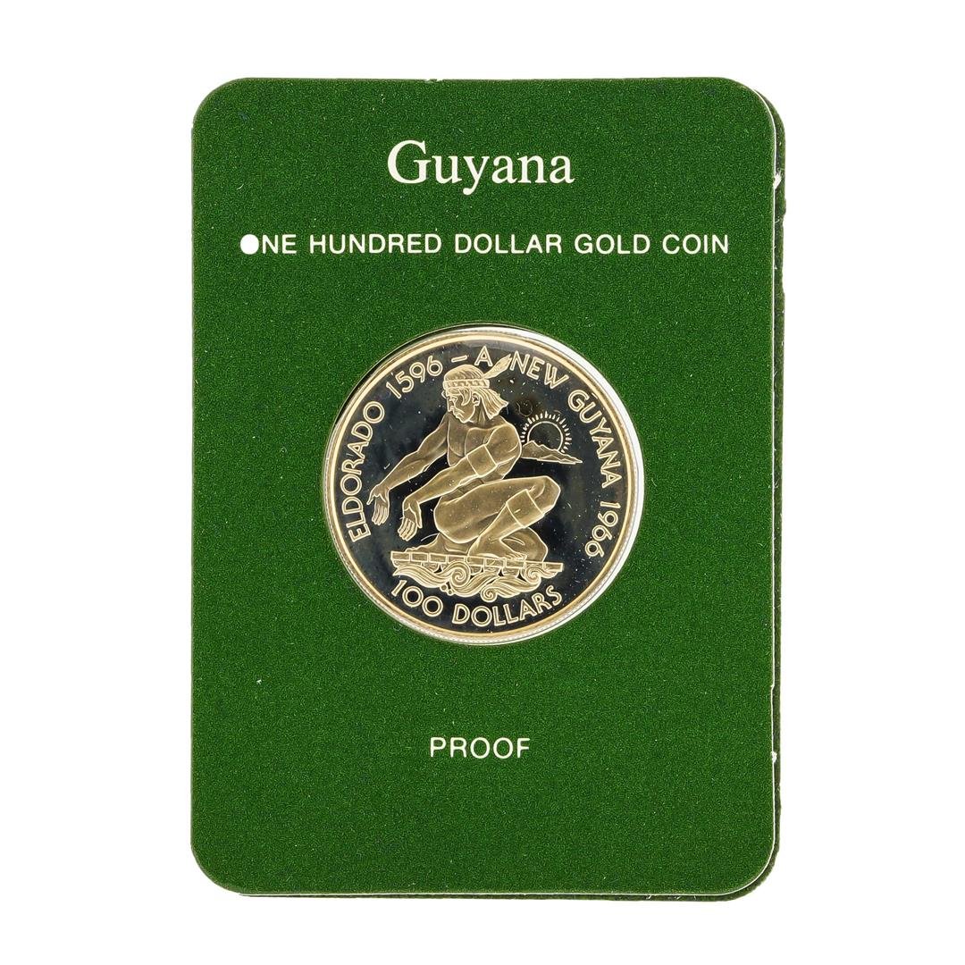 1976 $100 Republic of Guyana Gold Proof Coin: One 1976 $100 Republic of Guyana Gold Proof Coin.