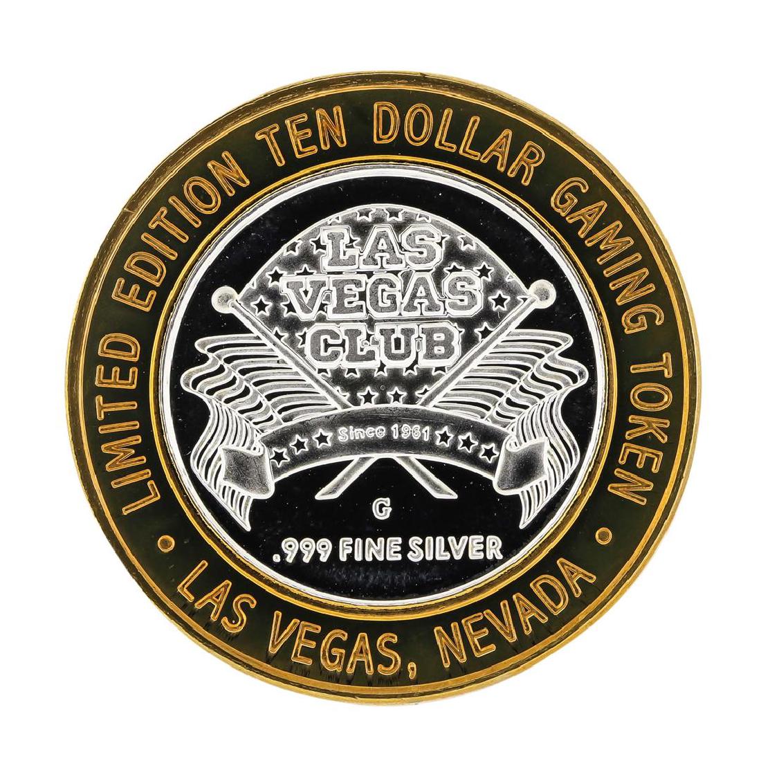 .999 Silver Las Vegas Club $10 Casino Limited Edition: One .999 Silver Las Vegas Club $10 Casino Limited Edition Gaming Token.