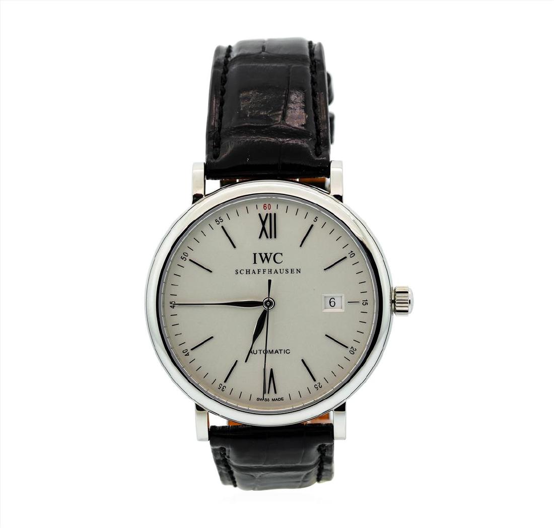 Mens IWC Portofino Stainless Steel Automatic Watch: One Mens IWC Portofino Stainless Steel Automatic Watch. This watch is in excellent condition and contains the following attributes: Case: Stainless Steel 42 mm, Dial: Analog Silver Plated Index, Bezel