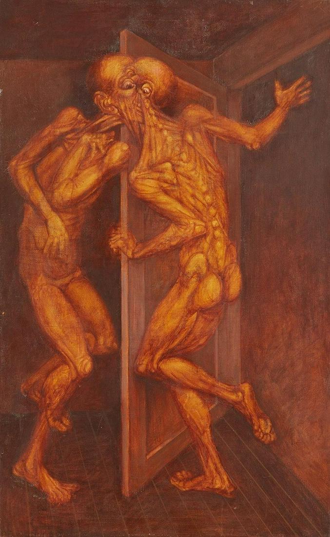 Prvoslav ARSIC (1932)   La conversation   Huile sur (1 of 1)