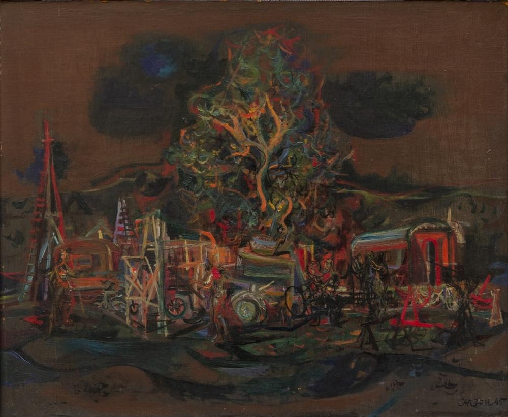 Yves BRAYER (1907-1990) Le village Huile sur isorel: Yves BRAYER (1907-1990) Le village Huile sur isorel signée en bas à droite Oil on hardboard signed lower right Dimensions 50 x 61 cm - 19.69 x 24.02 in.