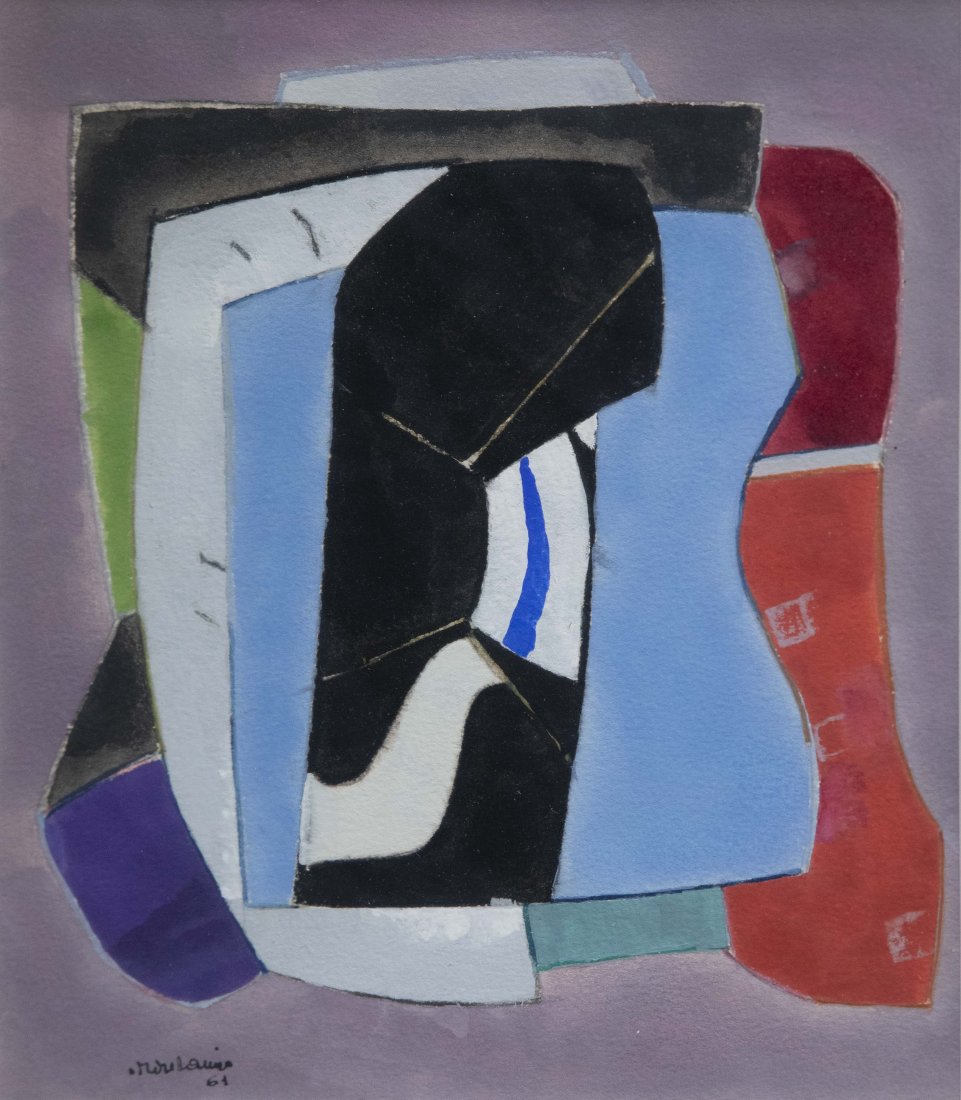 Marisa MORI (1900-1985): Marisa MORI (1900-1985)Composition,1961Technique mixte sur papier signÃ©e et datÃ©e 1961 en bas droite28 x 23 cm - 11,02 x 9,05 in.Mixed media on paper signeg lower right "