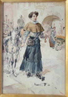 Osvaldo TOFANI (1849-1915): Osvaldo TOFANI (1849-1915)ScÃ¨ne de rueAquarelle sur papier signÃ©e en bas Ã droite19 x 13 cm - 7,48 x 5,11 in.Watercolor on paper, signed lower right