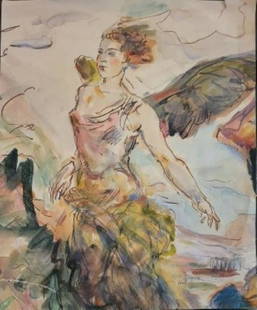 Oskar SPIELMANN (1901-c.1975): Oskar SPIELMANN (1901-c.1975)The Desse of Victory, GreeceWatercolor on paper signed and located Greece lower right46,5 x 38 cm - 18,30 x 14,96 inWatercolor on paper signed and located Greece lower