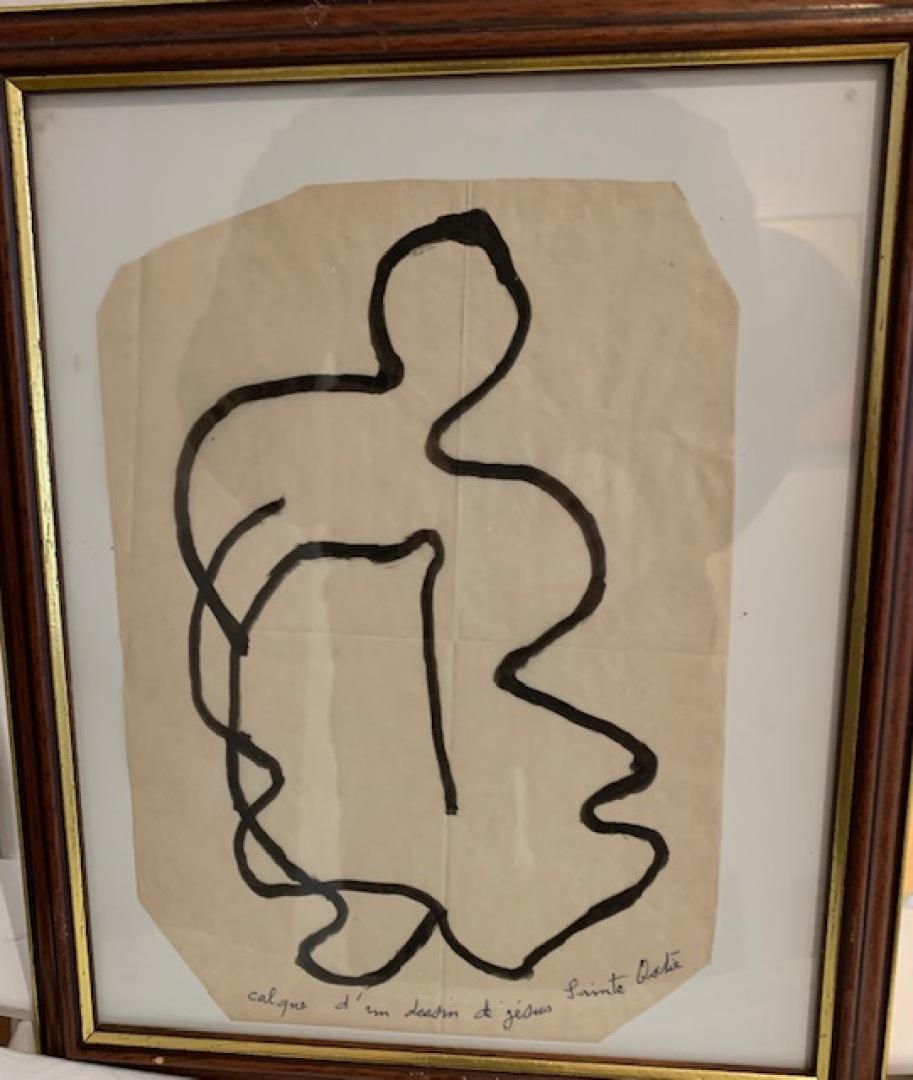 Gaston CHAISSAC (1910-1964)D'aprÃ¨s un dessin de Jesus Sainte OstieEncre sur Calque26 x 18 cm -: Gaston CHAISSAC (1910-1964)D'aprÃ¨s un dessin de Jesus Sainte OstieEncre sur Calque26 x 18 cm - 10.24 x 7.09 in. Ink on tracing paper.