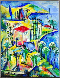 Louis CANE (Né en 1943)Côte d'Azur, 1995Huile sur toileSigné et daté en bas au centre " Cane: Louis CANE (Né en 1943)Côte d'Azur, 1995Huile sur toileSigné et daté en bas au centre " Cane 95", contresigné au dos116 x 89 cmAttestation de Louis Cane.