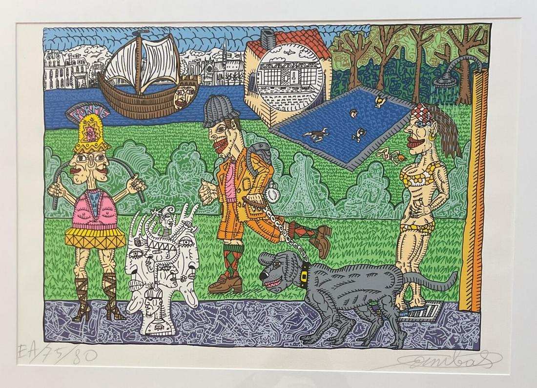 Robert COMBAS (1957) Paris annÃ©e punk (2006)SÃ©rigraphie couleurs sur papier SignÃ©e en bas Ã : Robert COMBAS (1957) Paris annÃ©e punk (2006)SÃ©rigraphie couleurs sur papier SignÃ©e en bas Ã droite MarquÃ©e E.A et numÃ©rotÃ©e 75/80, en bas Ã gauche50 x 70 cmEncadrÃ©e sous ver