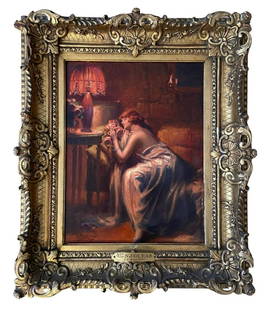 Delphin ENJOLRAS (1857-1945)Le Boudoir Huile sur toile 35 x 27 cm: Delphin ENJOLRAS (1857-1945)Le Boudoir Huile sur toile 35 x 27 cm