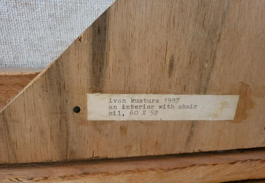 Ivan KUSTURA (1951)ScÃ¨ne d'intÃ©rieur -1987Huile sur toileMonogrammÃ©e au dos 152 x 131 cm: Ivan KUSTURA (1951)ScÃ¨ne d'intÃ©rieur -1987Huile sur toileMonogrammÃ©e au dos 152 x 131 cm