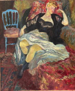 Louis BERTHOMME-SAINT-ANDRE (1905-1977): Louis BERTHOMME-SAINT-ANDRE (1905-1977) Sleeping woman Oil on canvas Signed lower left 55 x 46 cm...........Femme endormie Huile sur toile Signée en bas à gauche 55 x 46 cm