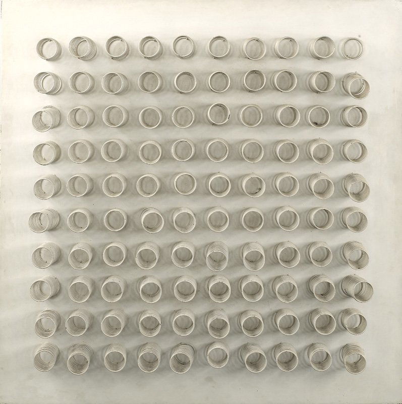 Antonio ASIS (1932): Antonio ASIS (1932) Sans titre, 1967 Relief (ressorts metalliques) sur panneau signe et date au dos 120 cm x 120 cm x 18 cm - 47 x 47 x 18 Provenance: collection privee France Metal springs on panel,