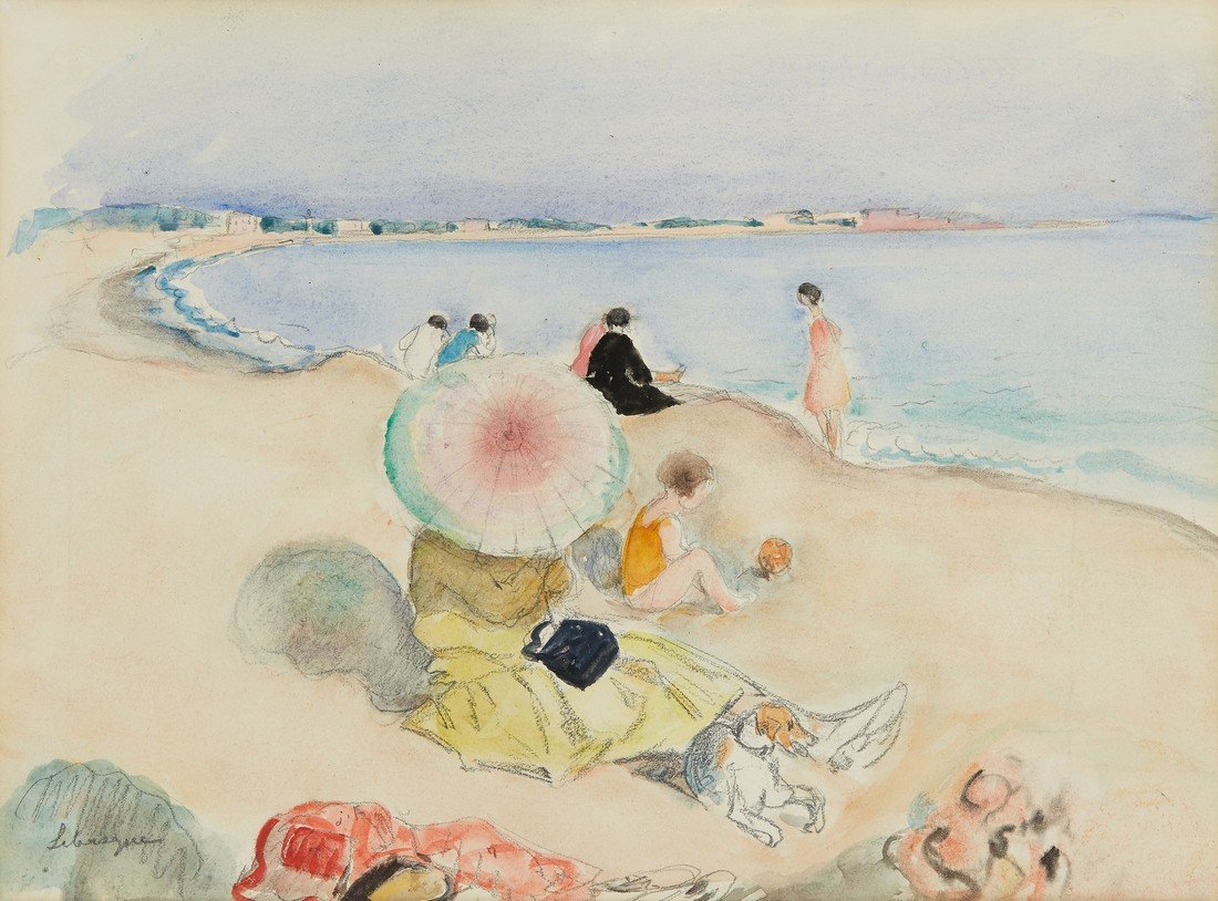 Henri LEBASQUE (1865-1937): Henri LEBASQUE (1865-1937) Sur la Plage Watercolour on paper, signed lower left 26,5 x 35 cm Ã vue - 10.2 x 13.8 in.