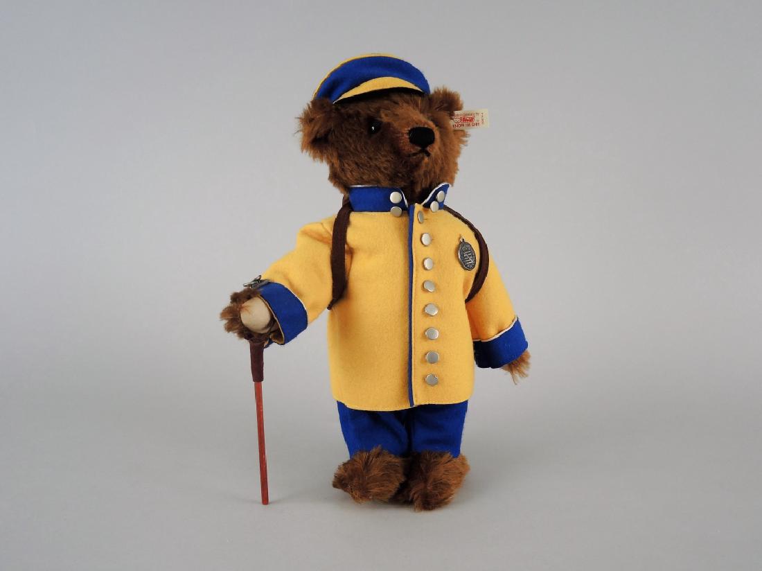 STEIFF POST MUSEUM BEAR: LE 2000. Designed for the German Post Museum, Germany. H: 14 in. (35.5 cm.)
