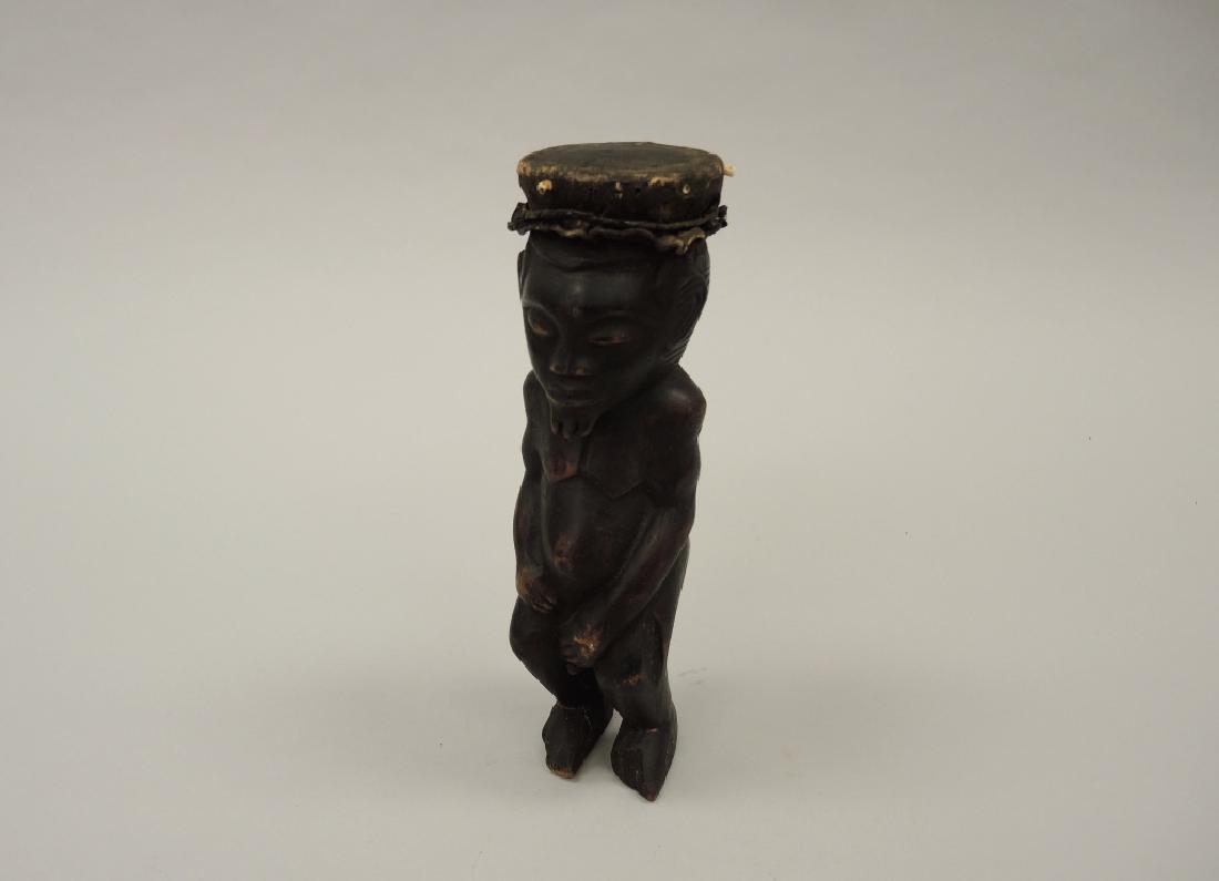 AFRICAN WOODEN DRUM FIGURE (1 of 4)