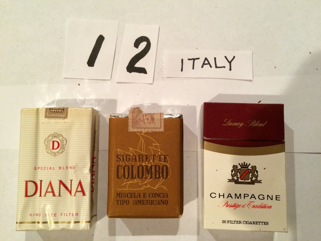 Diana Champagne colombo cigarette packs Italy: 3 packs of vintage cigarette packs from Italy great for that starter collection.