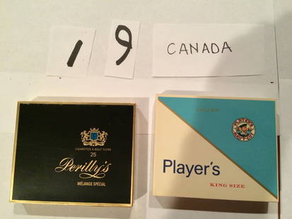 full cigarette boxes Perilly's Player's Canada NAVY CUT: 2 packs of vintage full cigarette boxes from Canada great for that starter collection rare Player's NAVY CUT .