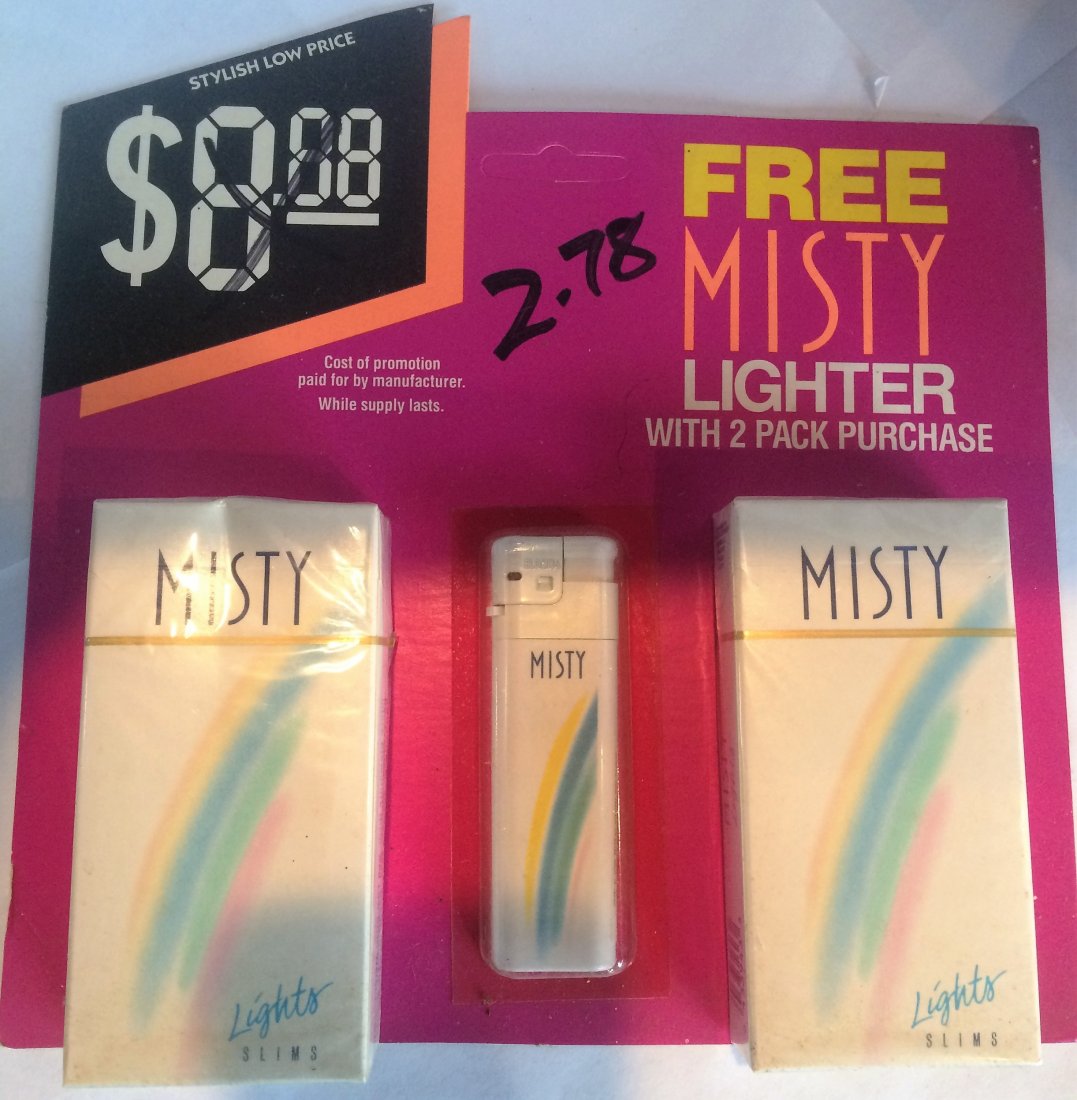 MISTY LIGHTS PROMOTIONAL PACK WITH LIGHTER NEW IN PCKG: MISTY LIGHTS 2 PACK WITH FREE LIGHTER $4 shipping to lower 48 states. COMBINED SHIPPING AVAILABLE