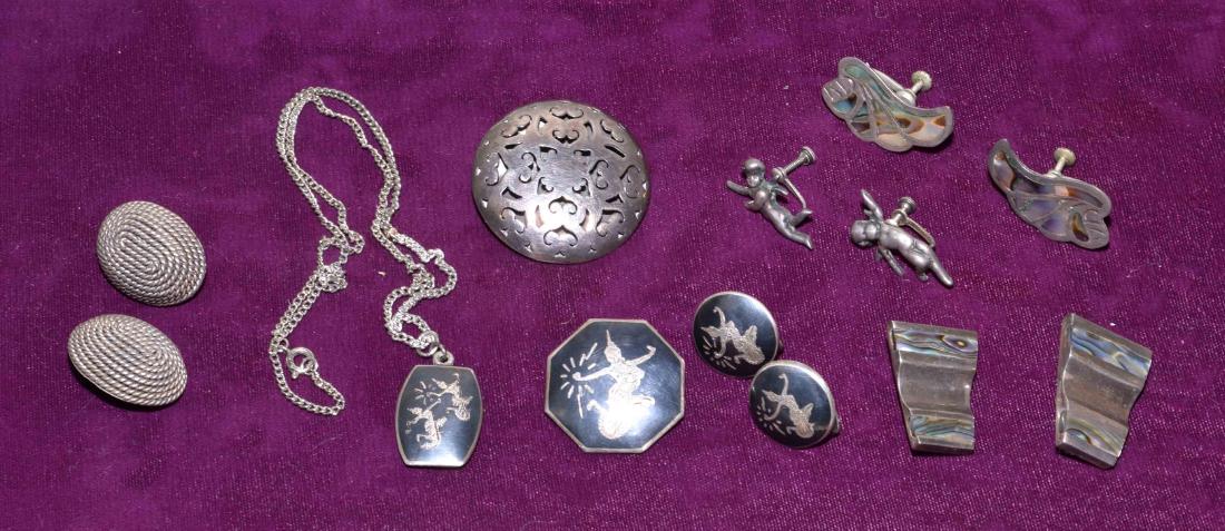 ASSORTED STERLING JEWELRY - Includes clip earrings and (1 of 4)
