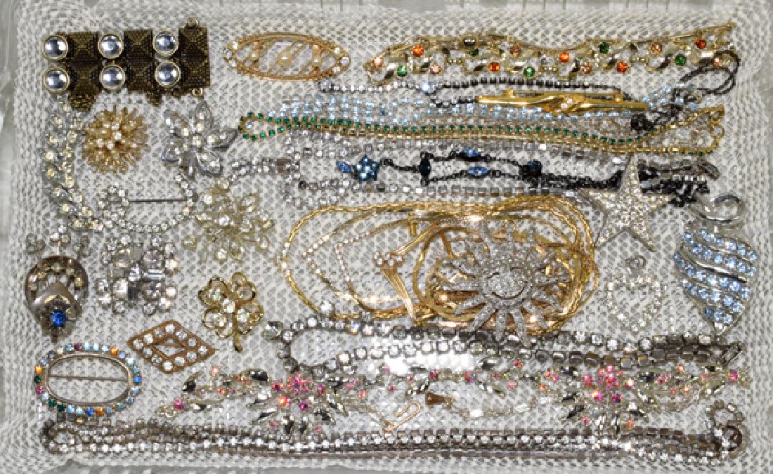 ASSORTED RHINESTONE JEWELRY - Includes necklaces, pins (1 of 5)