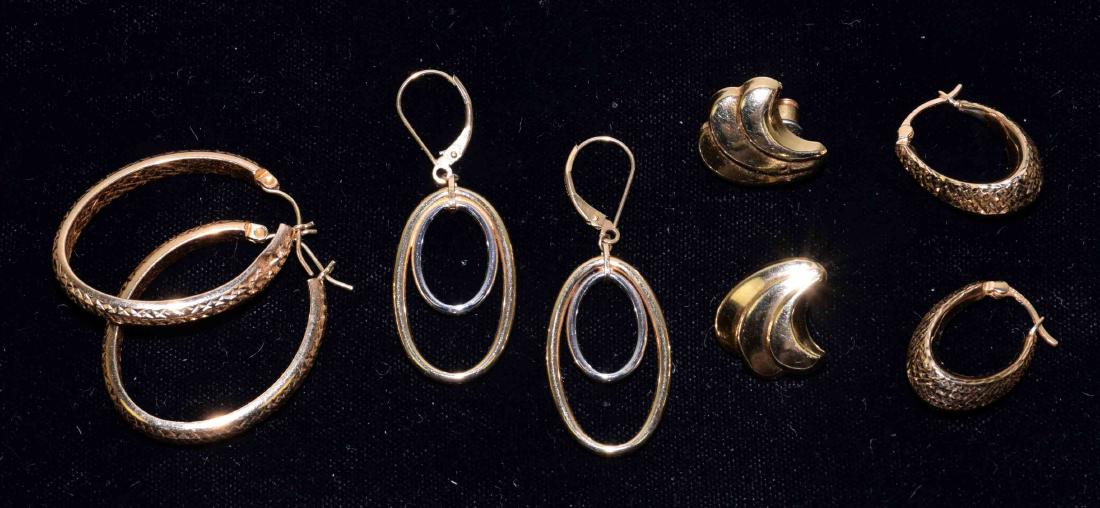 (4) PAIRS 14k GOLD PIERCED EARRINGS - Total Weight 4.9 (1 of 3)