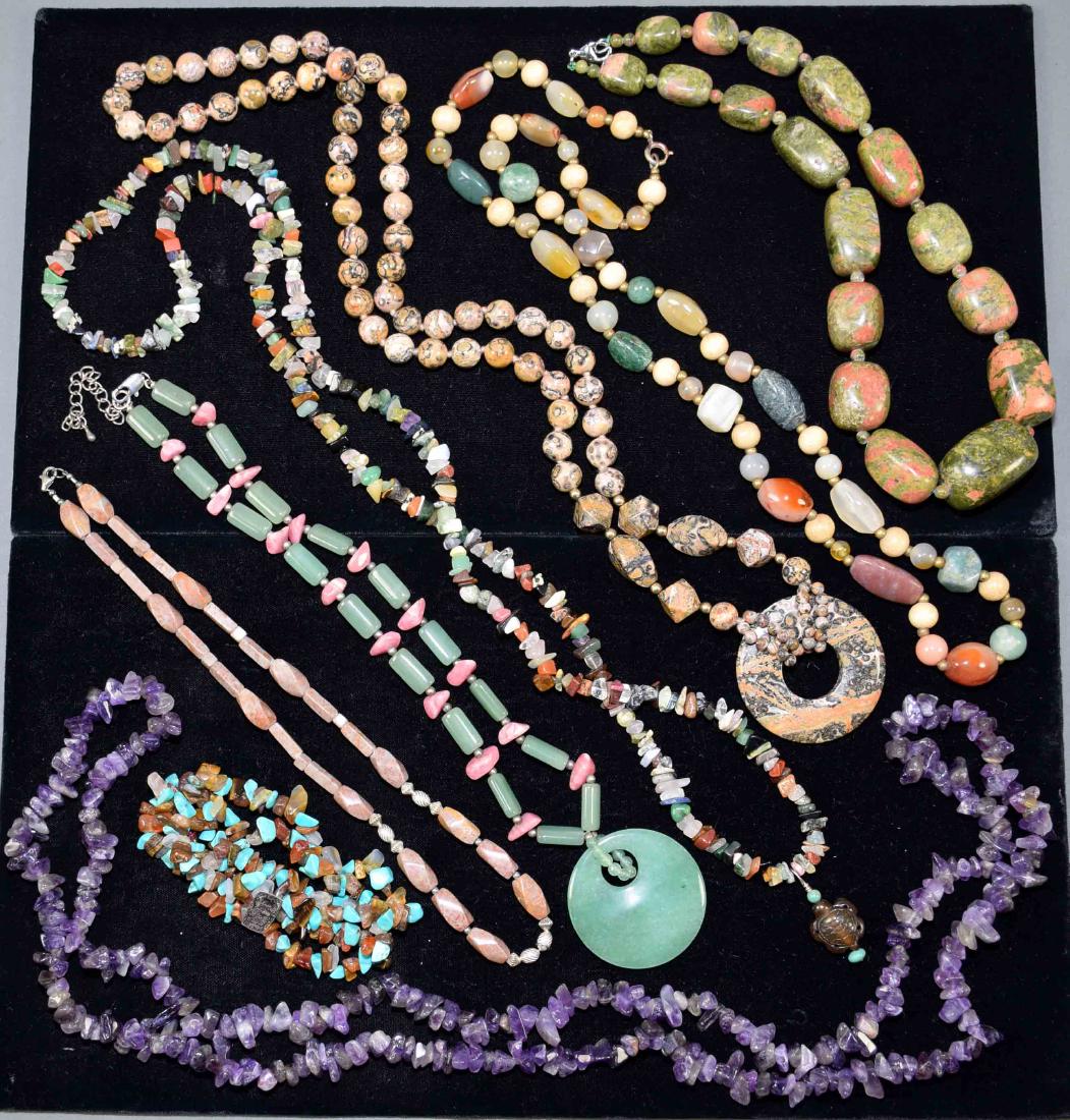 8pc ASSORTED COSTUME JEWELRY - Includes quartz, agate (1 of 5)