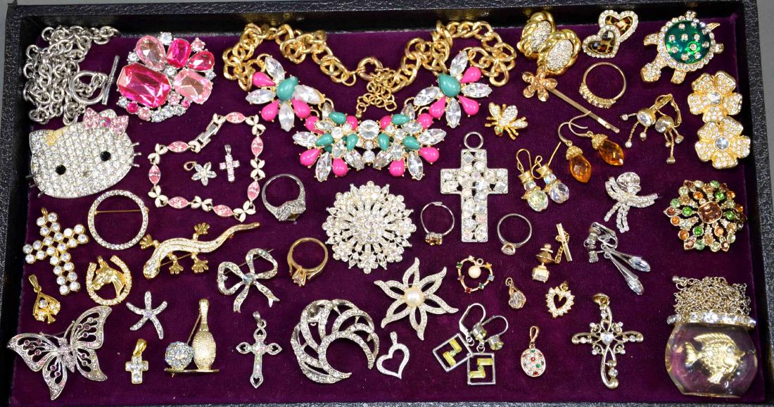 ASSORTED RHINESTONE COSTUME JEWELRY - Including pins, (1 of 5)