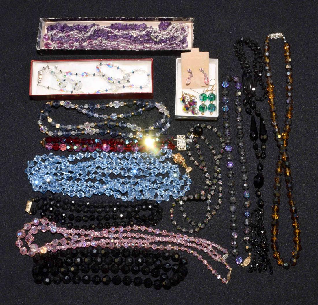 BOX OF FACETED BEAD AND AMETHYST QUARTZ JEWELRY - (1 of 6)