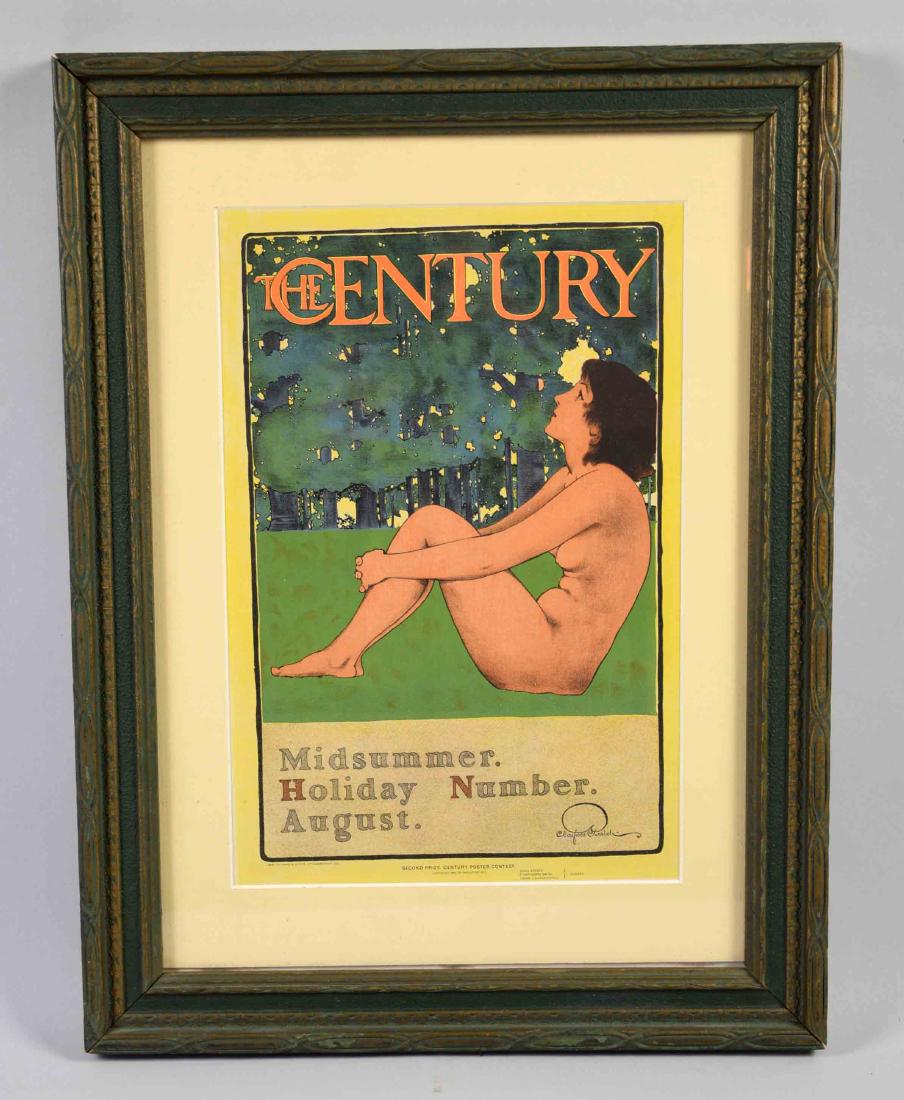 MAXFIELD PARRISH (AMERICAN, 1870-1966) - ''The Century: MAXFIELD PARRISH (AMERICAN, 1870-1966) - ''The Century Midsummer Holiday Number August''; Stone lithograph; Second Prize Century Poster Contest; Thomas & Wylie Lithograph Co Copyright 1897; Under mat