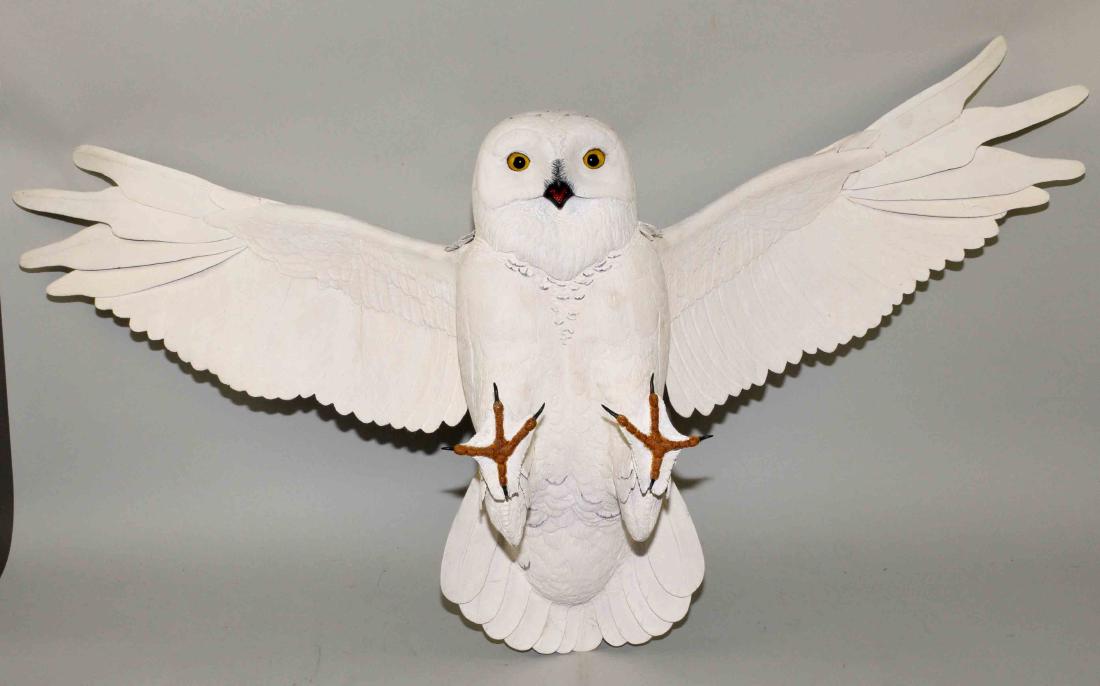 JOHN R OSMON SCULPTURE - Snowy Owl in flight; (1 of 5)
