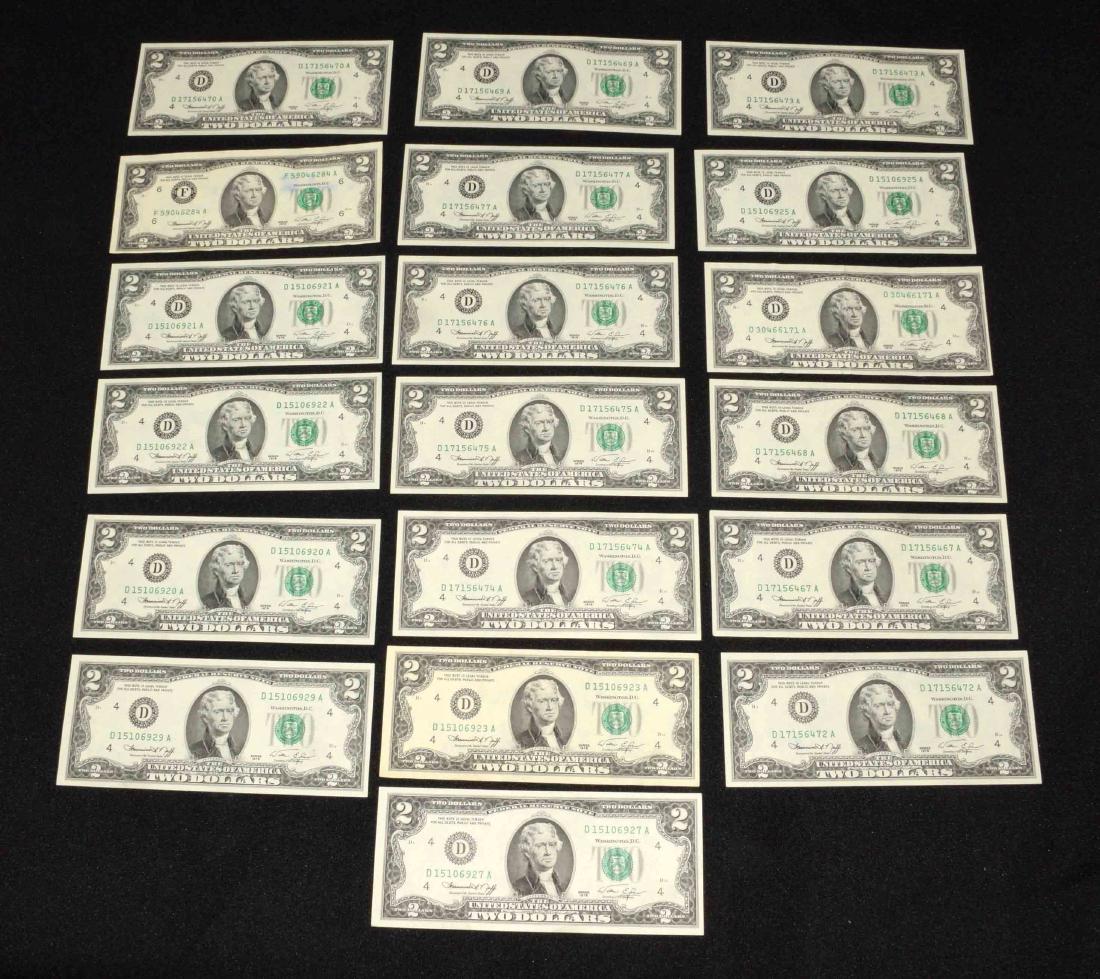 U.S. FEDERAL RESERVE #2 NOTE COLLECTION. (1) $2 note - (1 of 2)