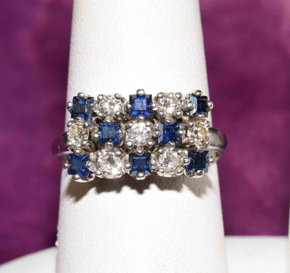 SAPPHIRE AND DIAMONDS RING, 14K WHITE GOLD, (5.67 grams (1 of 5)
