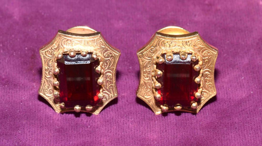 PAIR OF RUBY AND 14K GOLD CUFFLINKS (26.22 grams total (1 of 7)