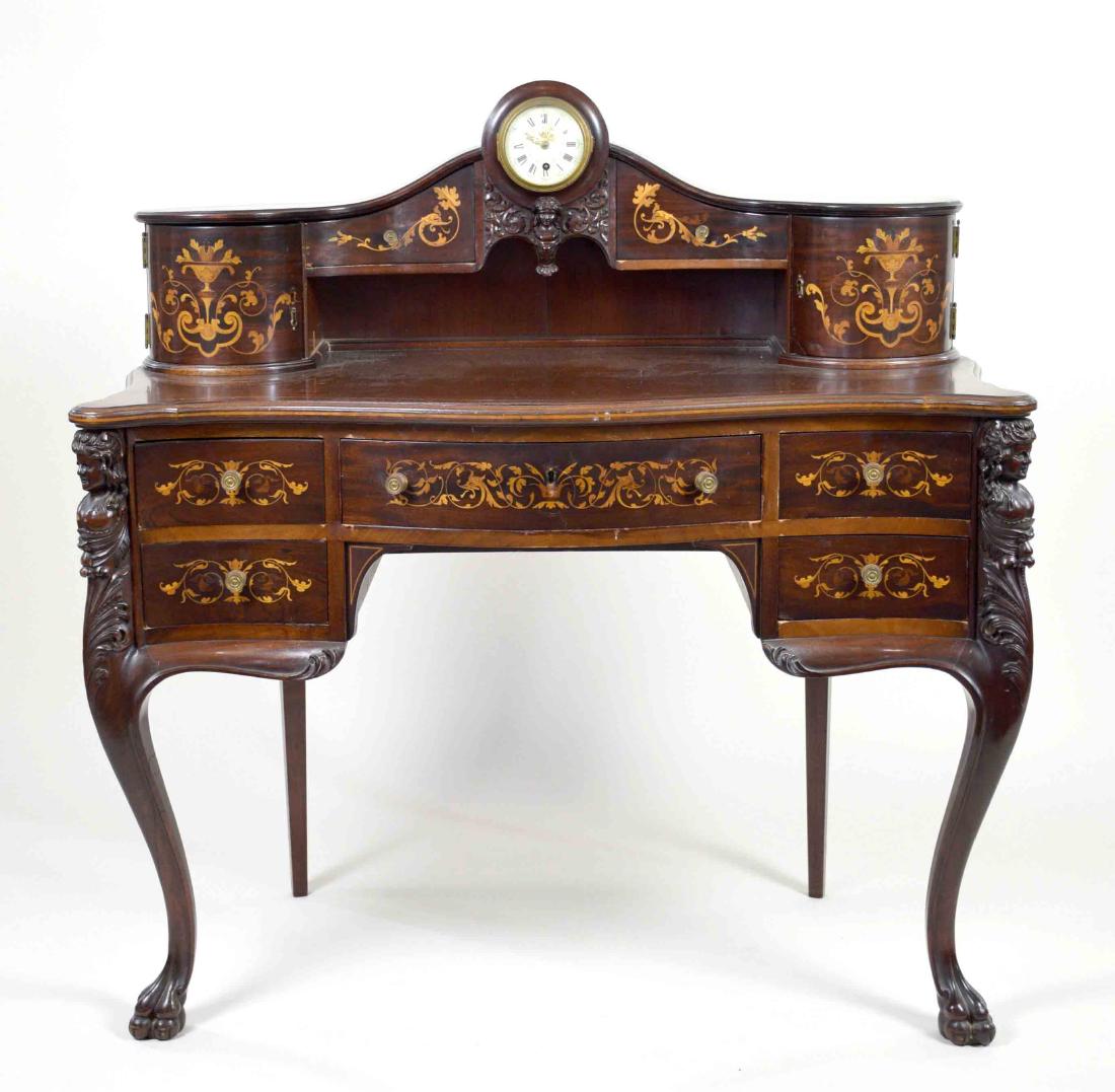 RARE FRENCH DIMINUTIVE DESK WITH LE ROY CLOCK. Full (1 of 16)