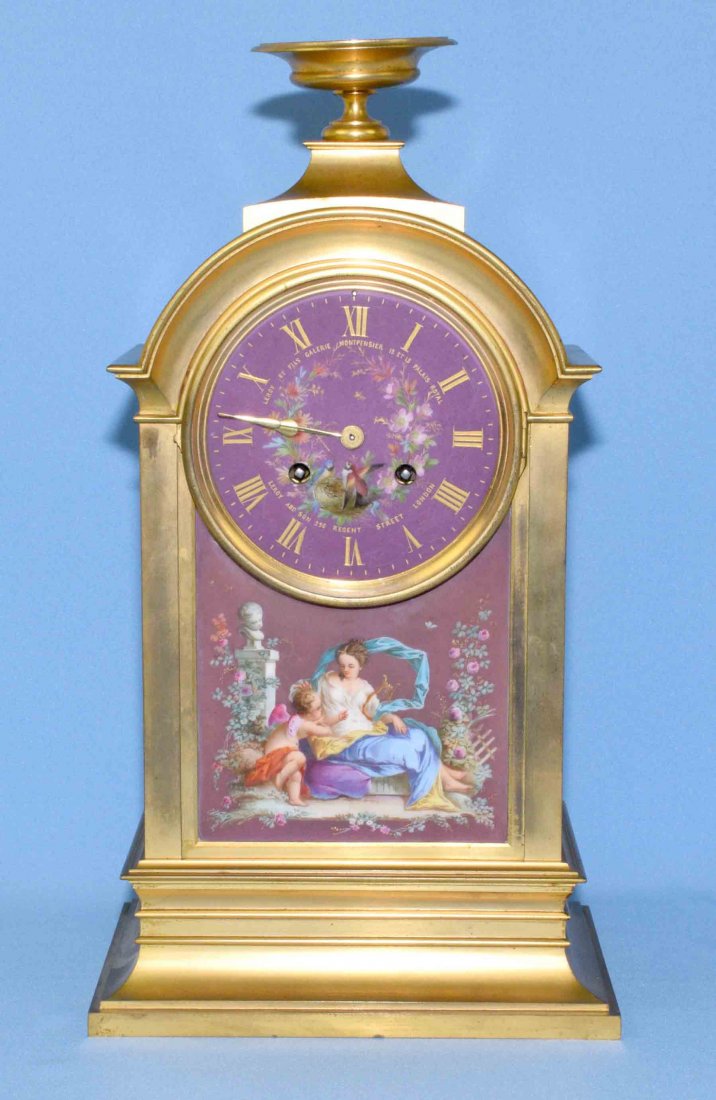 LEROY & FILS NO. 7606 BRASS CLOCK W/KEY - figural (1 of 10)