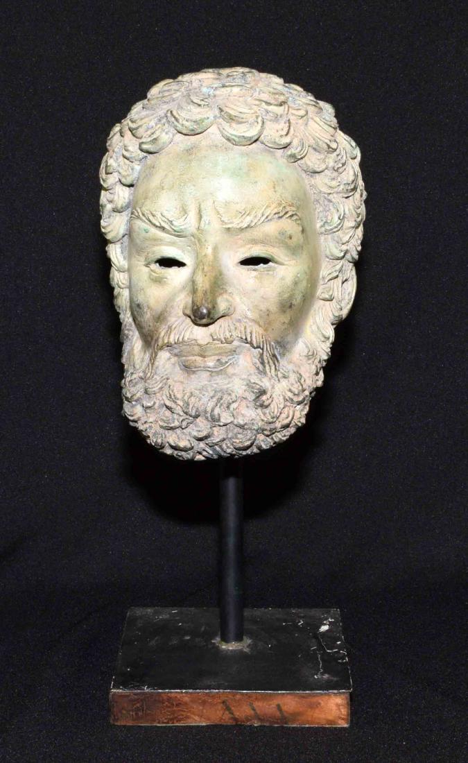 BRONZE SCULPTURE OF A BEARDED MAN ON STAND. 16''H on (1 of 5)