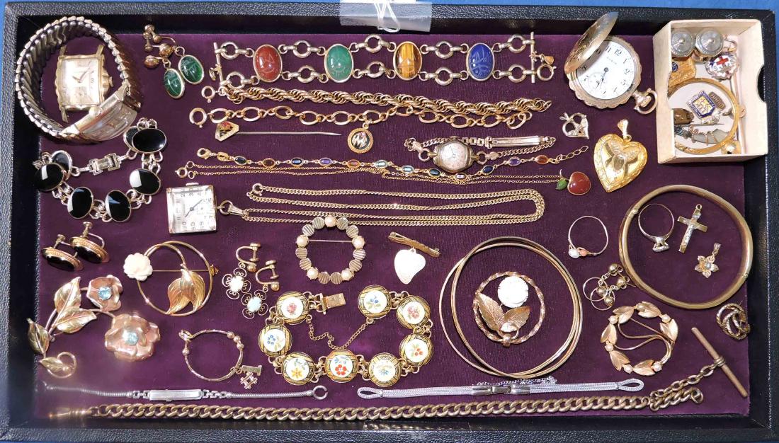 (30+) PCS. ASSORTED GOLD FILLED COSTUME JEWELRY. (1 of 4)