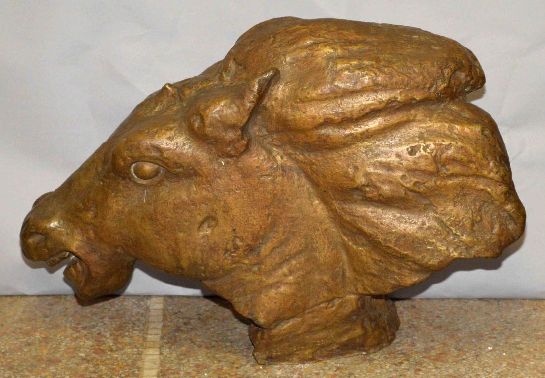 BRONZE SCULPTURE OF HORSE HEAD BY VICTOR SALMONES: BRONZE SCULPTURE OF HORSE HEAD BY VICTOR SALMONES (Mexican, 1937-1989) inscribed ''P-32.V.Salmones.9/10''. 27''L x 19''H x 7''D. Condition: good original patina, no damage noted. Provenance: Nemacolin