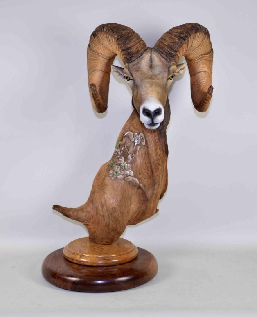 EARL C MARTZ WILDLIFE TREE SCULPTURE ''LITTLE BIG: EARL C MARTZ WILDLIFE TREE SCULPTURE ''LITTLE BIG HORN'' - Measures: 32''H x 18''W.
