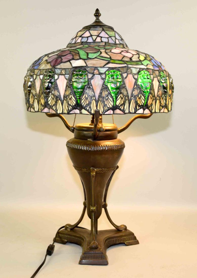 HIGH QUALITY REPRODUCTION OF TIFFANY SCARAB LAMP with (1 of 4)