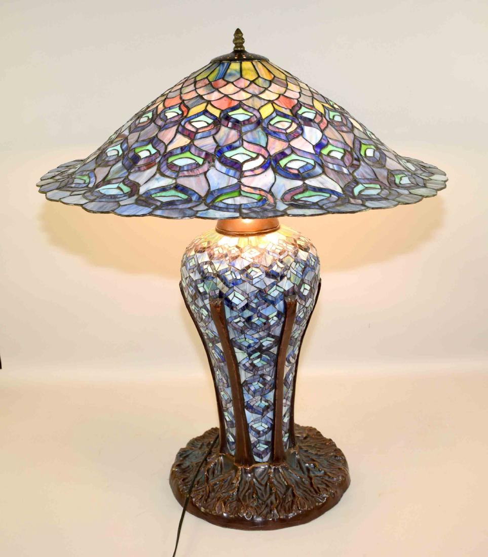 HIGH QUALITY REPRODUCTION OF TIFFANY PEACOCK LAMP with