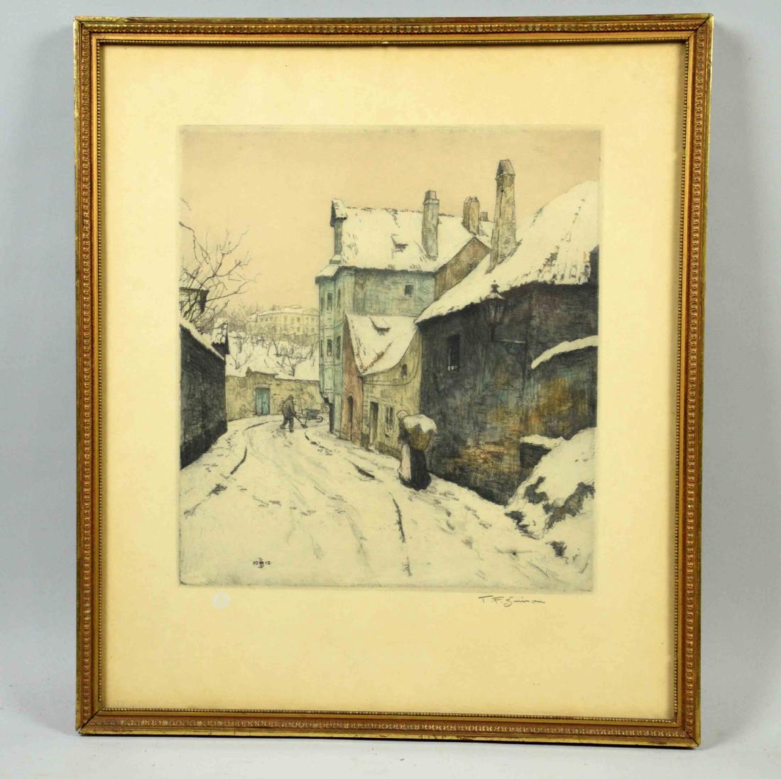 HAND COLORED ETCHING/AQUATINT, 1912. Simon, Tavik (1 of 4)