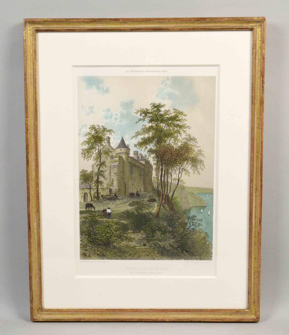 FRENCH HAND-COLORED LITHOGRAPH ''Chateau de la (1 of 3)
