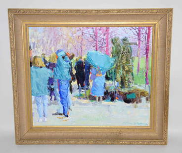 ACRYLIC ON BOARD BY JERRY JORDAN, titled ''Vietnam: ACRYLIC ON BOARD BY JERRY JORDAN, titled ''Vietnam Memories'', Streets of America Series, Washington DC. Size 22.5''H x 27.5''W, signed lower right Jerry Jordan, T.A.O.S. Provenance: Nemacolin Woodlan