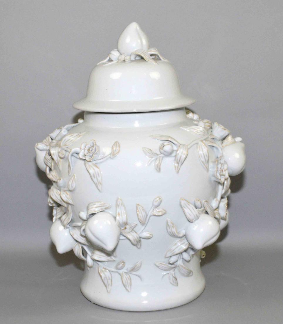 WHITE CHINESE PORCELAIN DECORATIVE LIDDED URN with (1 of 6)